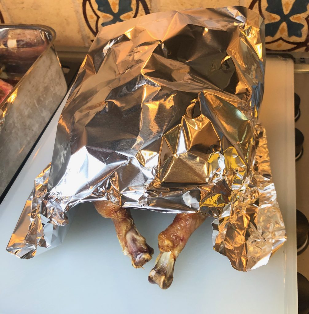 tent turkey with foil and let rest for 45 mins