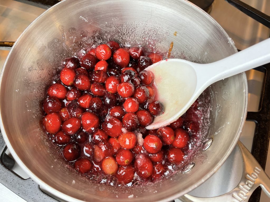 cook cranberries until sugar dissolves