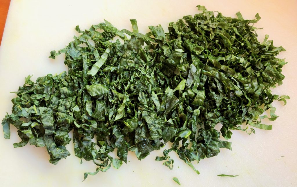cut kale into thin strips