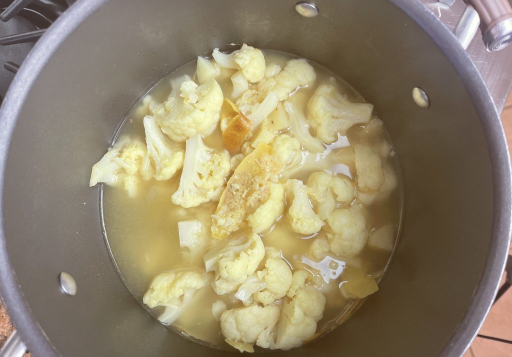 Cook soup covered for 20 minutes until cauliflower and potato are tender