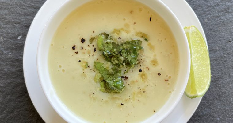 Ginger Cauliflower Soup with an Herb-Lime Relish