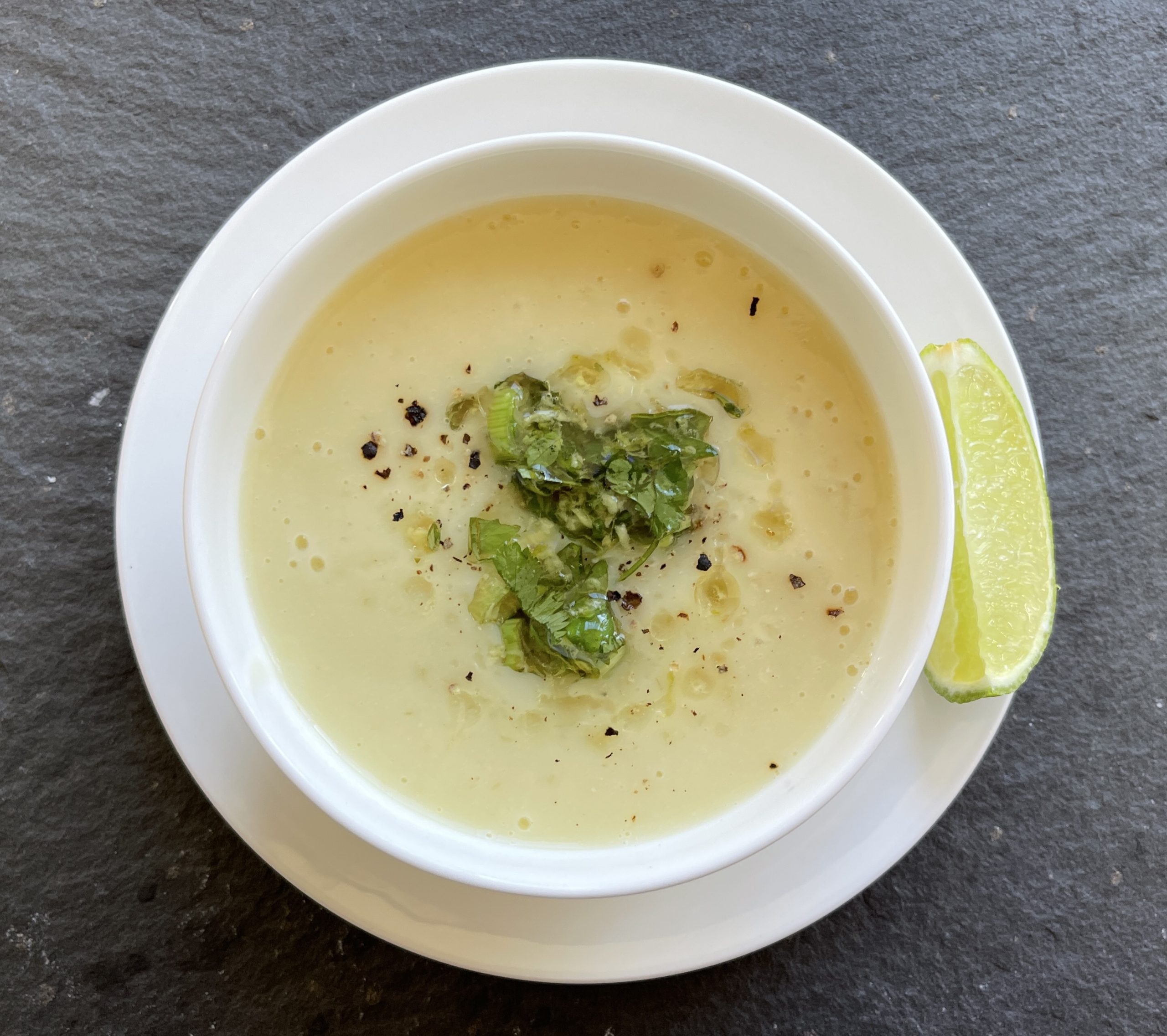Ginger Cauliflower Soup with an Herb-Lime Relish