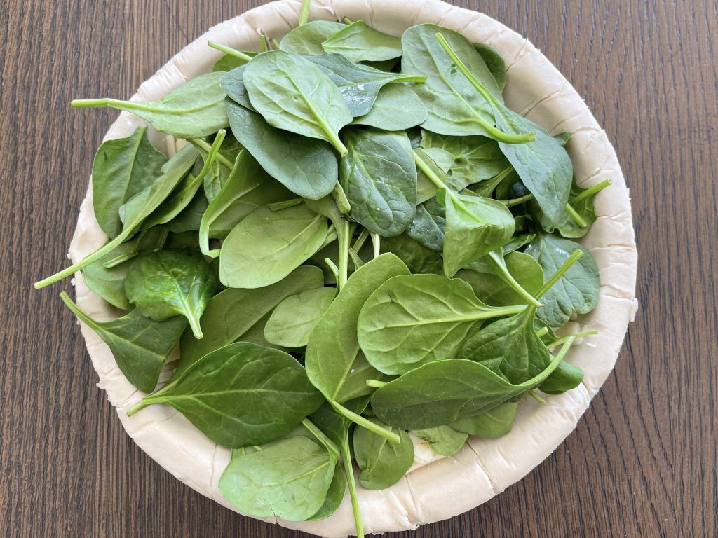 then add the baby spinach