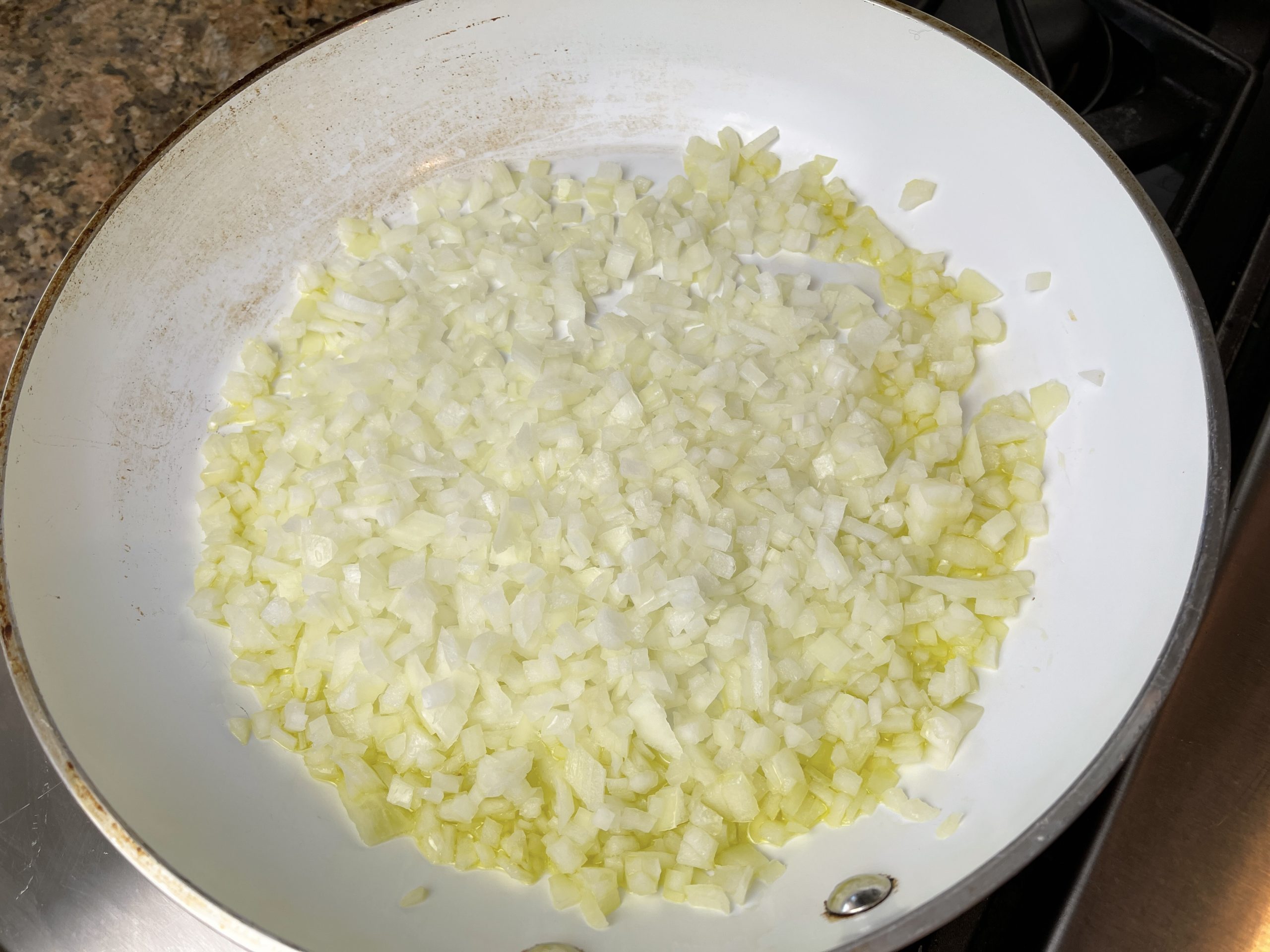 sauté the onions slowly over medium-low heat 