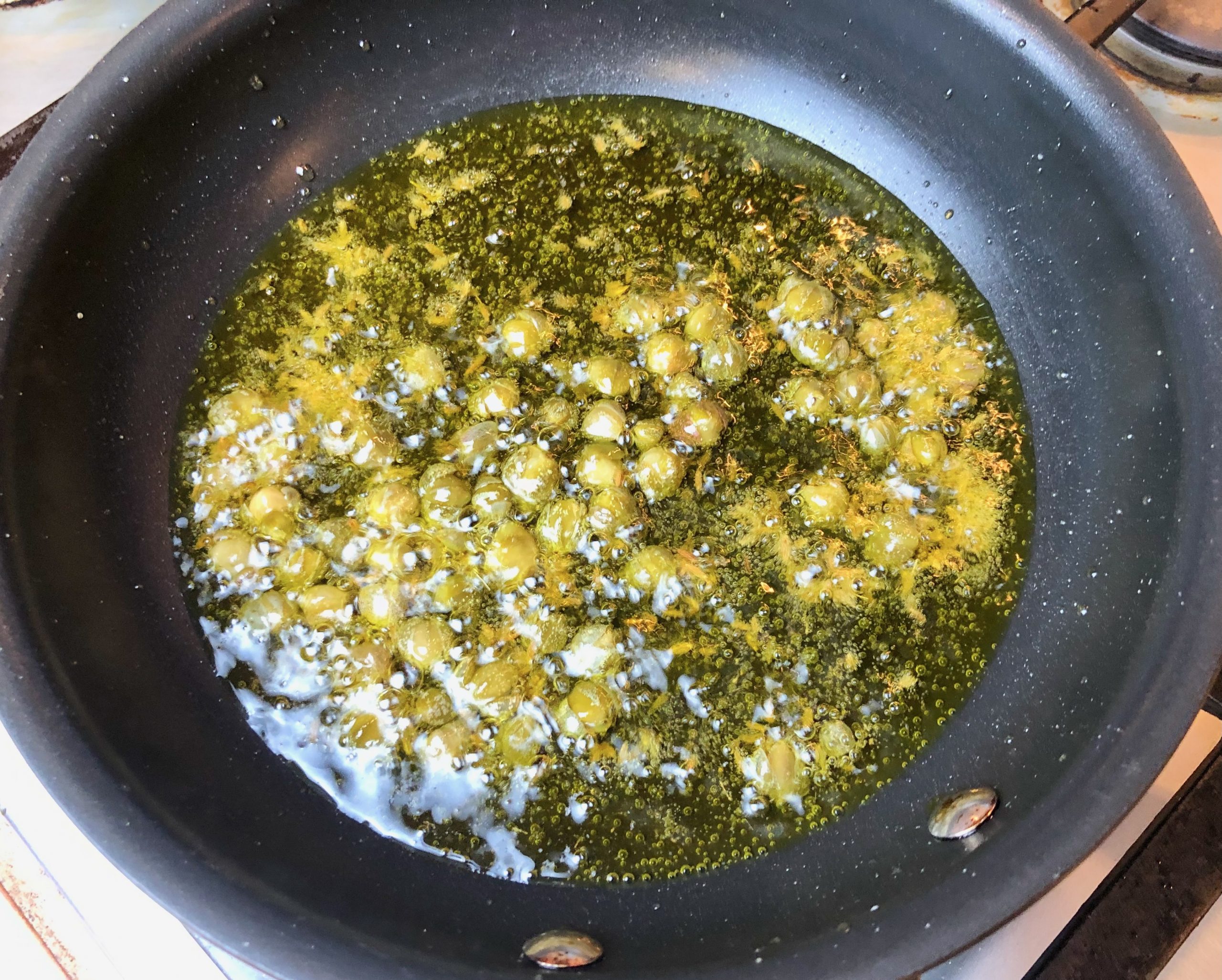 cook capers and cumin in the oil over medium heat for approx 1 min until fragrant