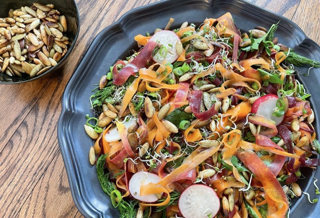 Shaved Carrot and Radish Salad with Pumpkin Seeds