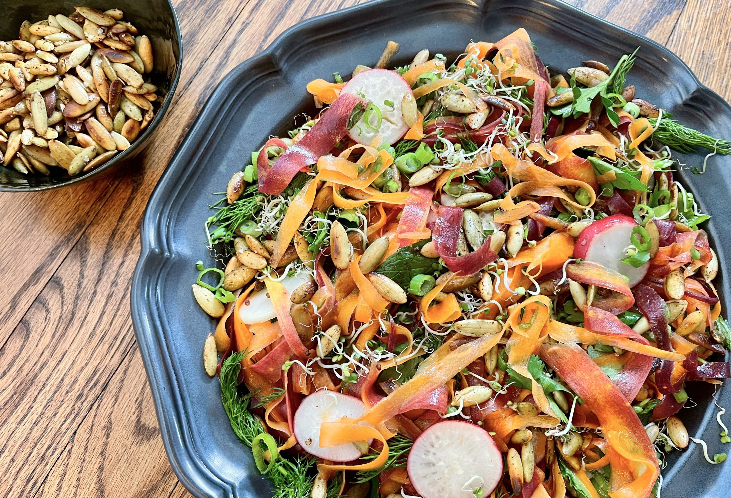 Shaved Carrot and Radish Salad with Pumpkin Seeds