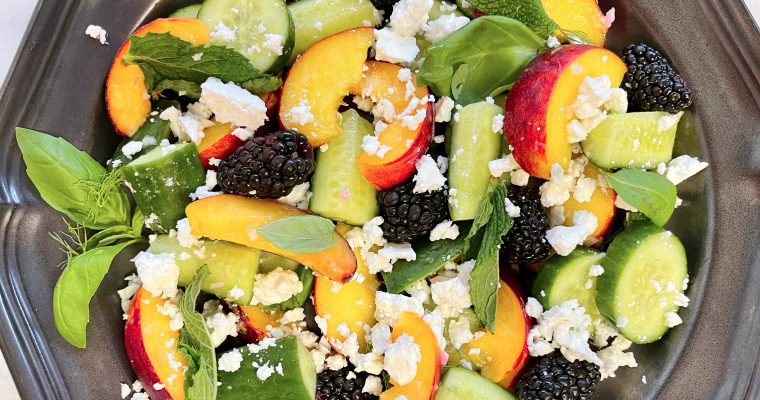 Cucumber, Blackberry, and Peach Salad with Fresh Herbs