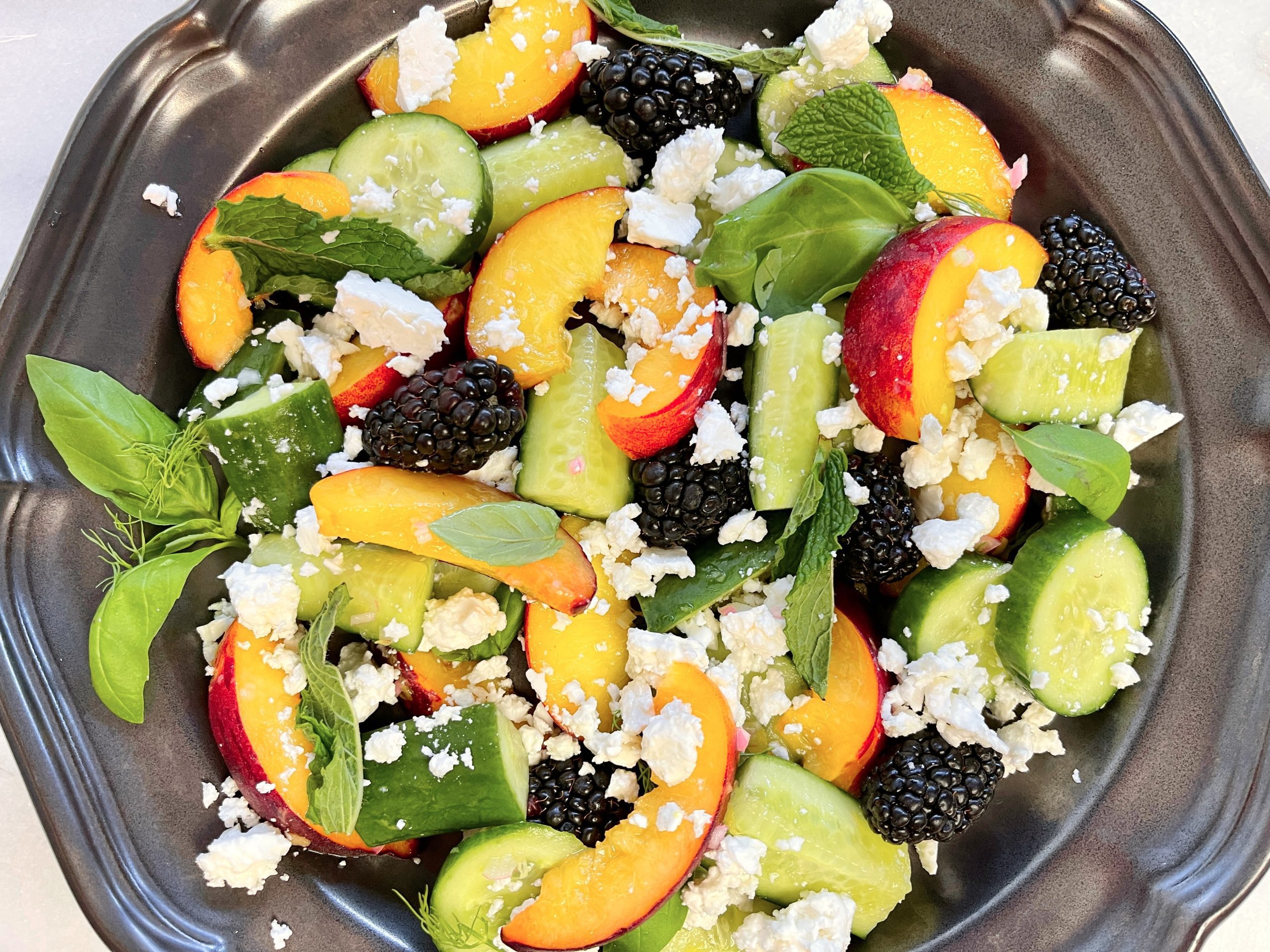 Cucumber, Blackberry, and Peach Salad with Fresh Herbs