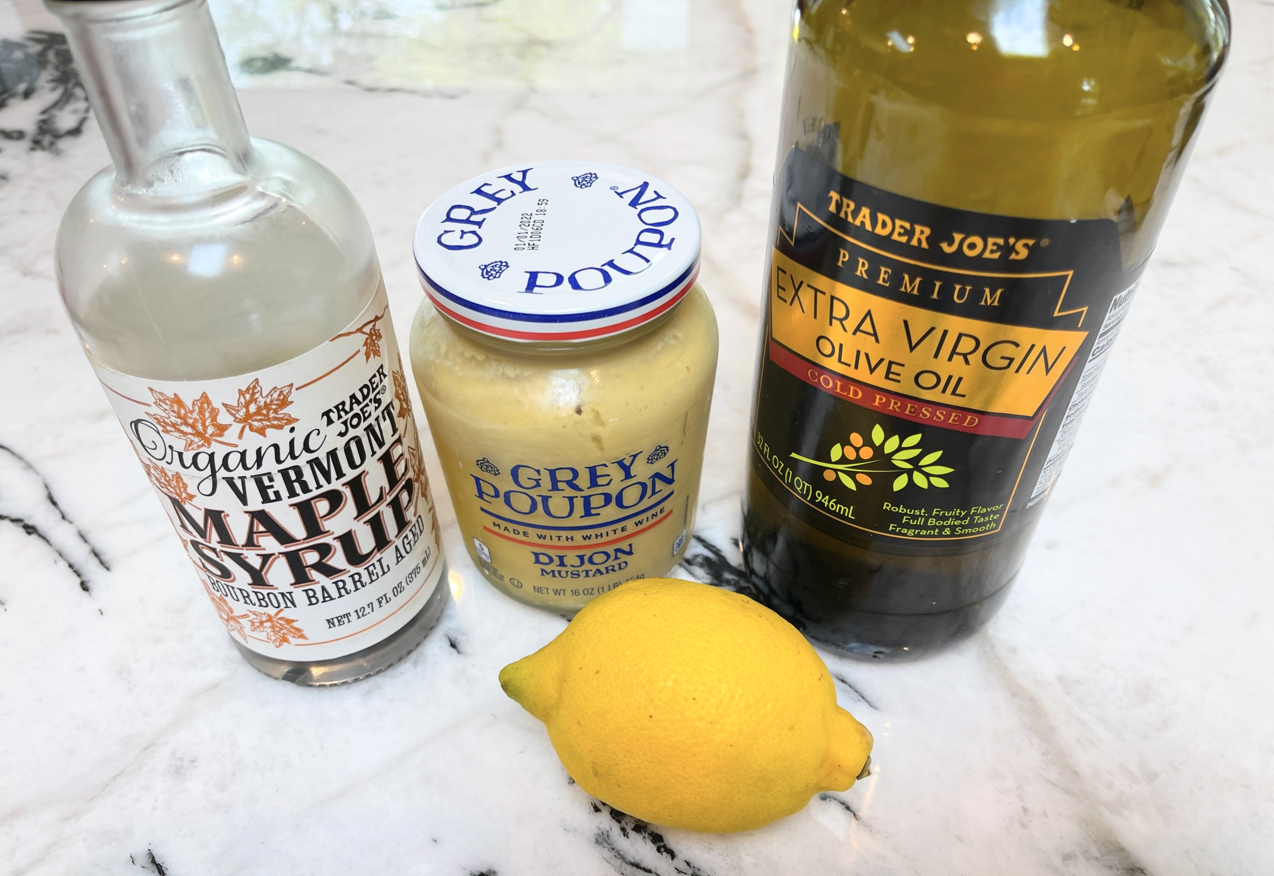 olive oil, pure maple syrup, lemon juice, dijon mustard