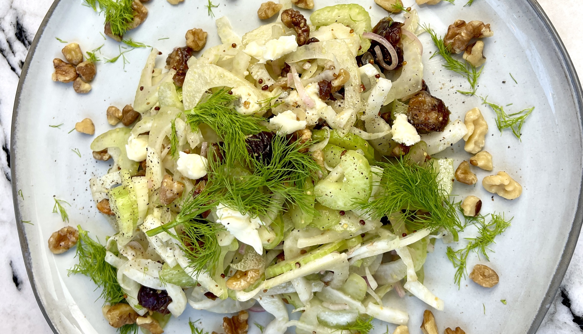 Fennel-Celery Salad with Walnuts and Blue Cheese