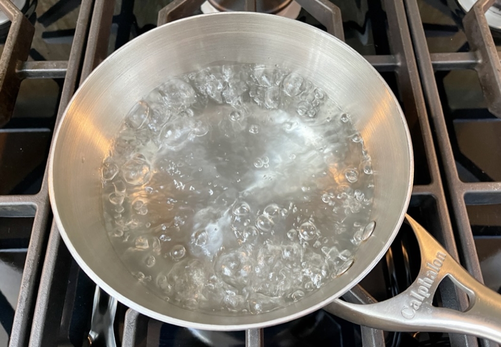 Bring a large pot of water to a full, rolling boil.