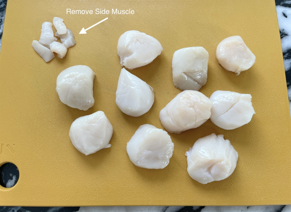 remove side muscle from the scallops