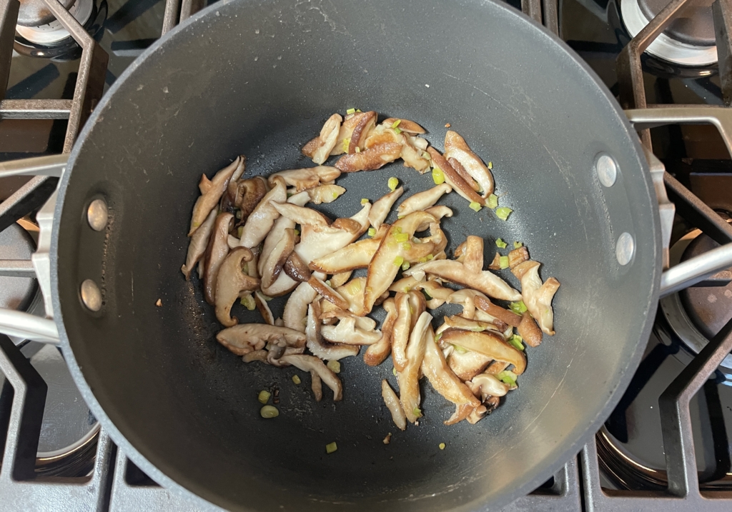 Cook for 5-6 minutes, stirring occasionally until mushrooms are slightly browned.