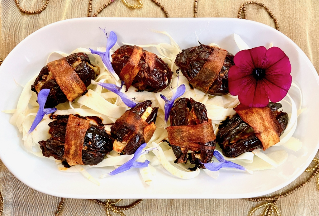 Parsnip-Wrapped Dates with Blue Cheese