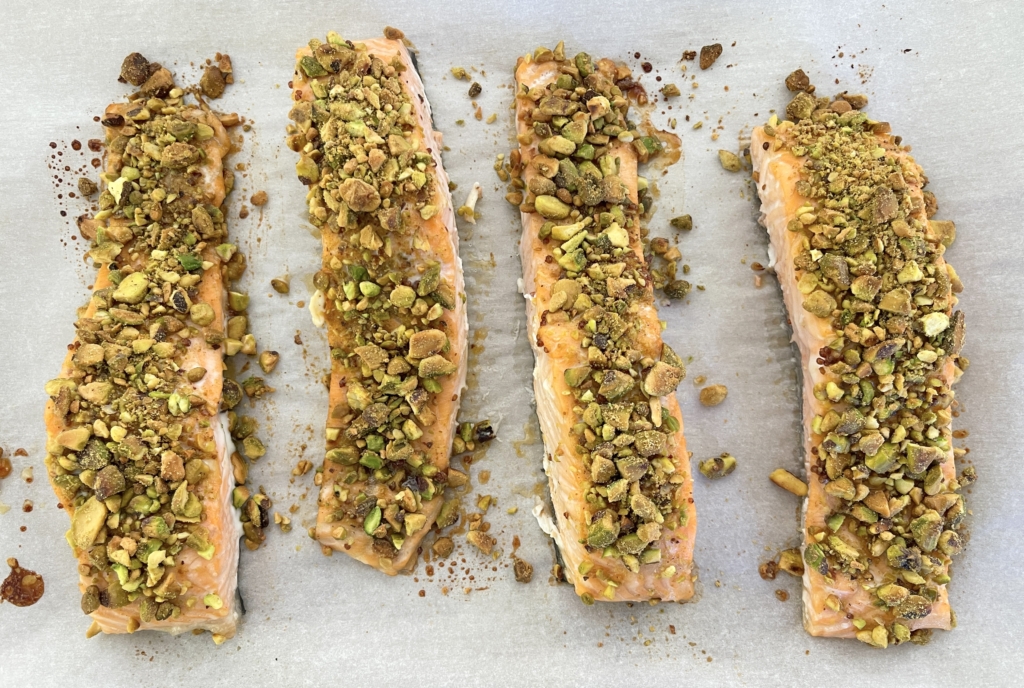 Bake salmon for 15 minutes for medium. Cook for an additional 1-2 mins for medium-well.