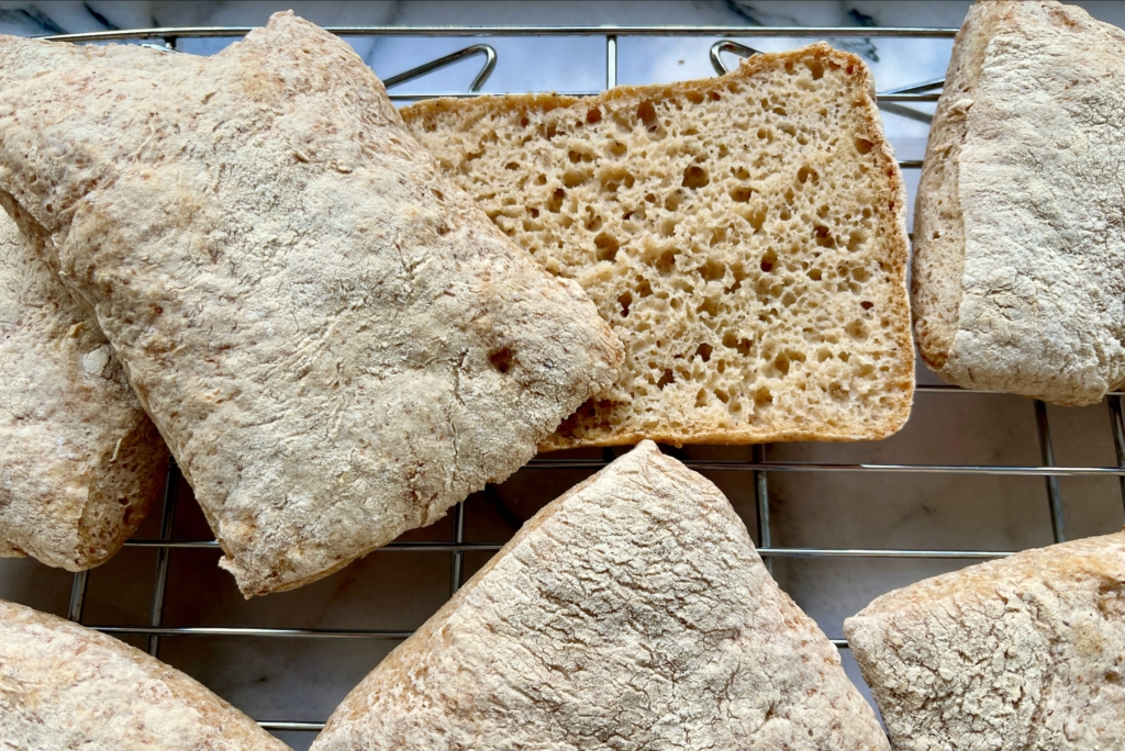 From-Scratch Gluten Free Ciabatta Rolls. Once the rolls are cooled, begin making sandwiches or serve them with olive oil seasoned with kosher salt, freshly ground pepper. Adding fresh garlic and some parmesan to the olive oil would be delicious.