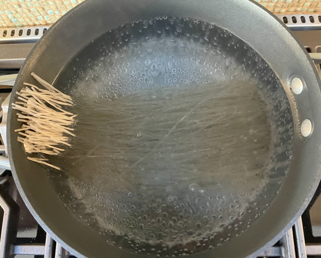 Cook glass noodles according to package directions. 