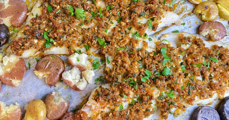 Sheet Pan Cod with Chorizo Crust