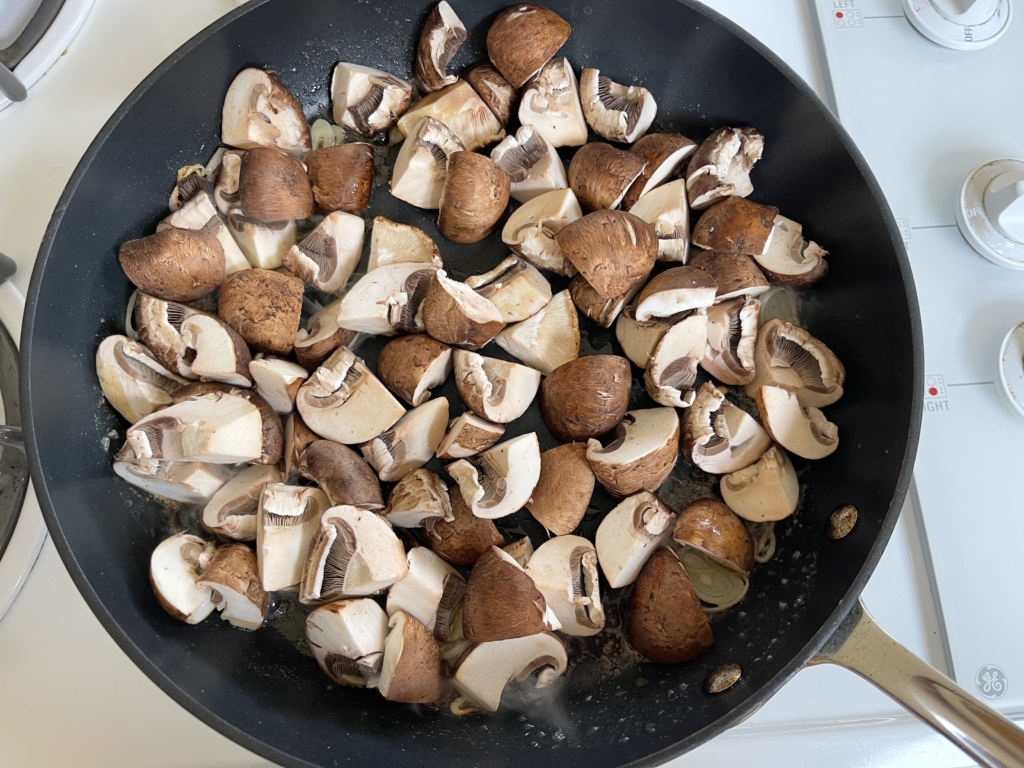 Add the mushrooms and cook until the mushrooms are soft but still plump, 3 to 5 minutes.