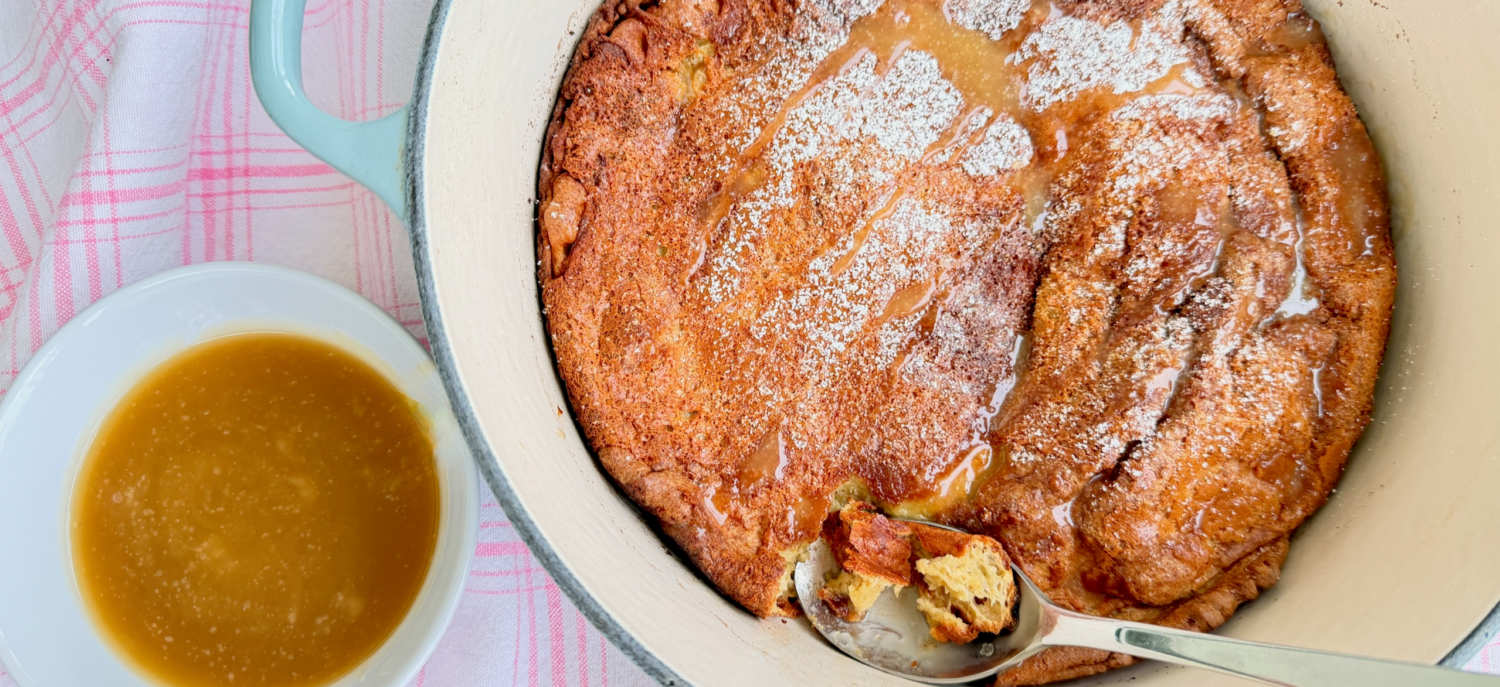 Gluten Free Dutch Baby with Caramel Sauce